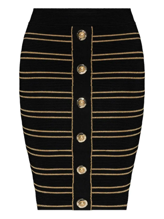 BALMAIN Balmain ストライプ柄ペンシルスカート - ブラックの商品画像