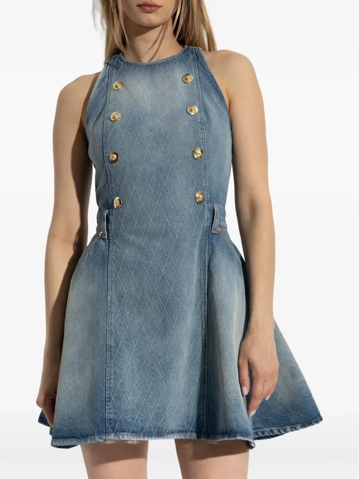 Balmain ボタン装飾デニムドレス - 画像3