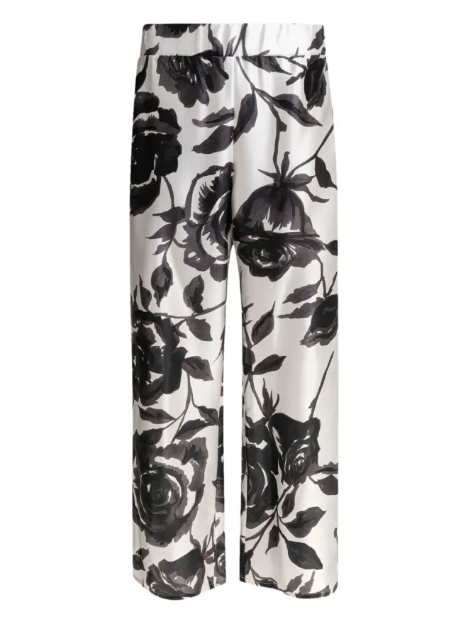 SLEEP NO MORE SLEEP NO MORE rose-print silk trousers - Whiteの商品画像