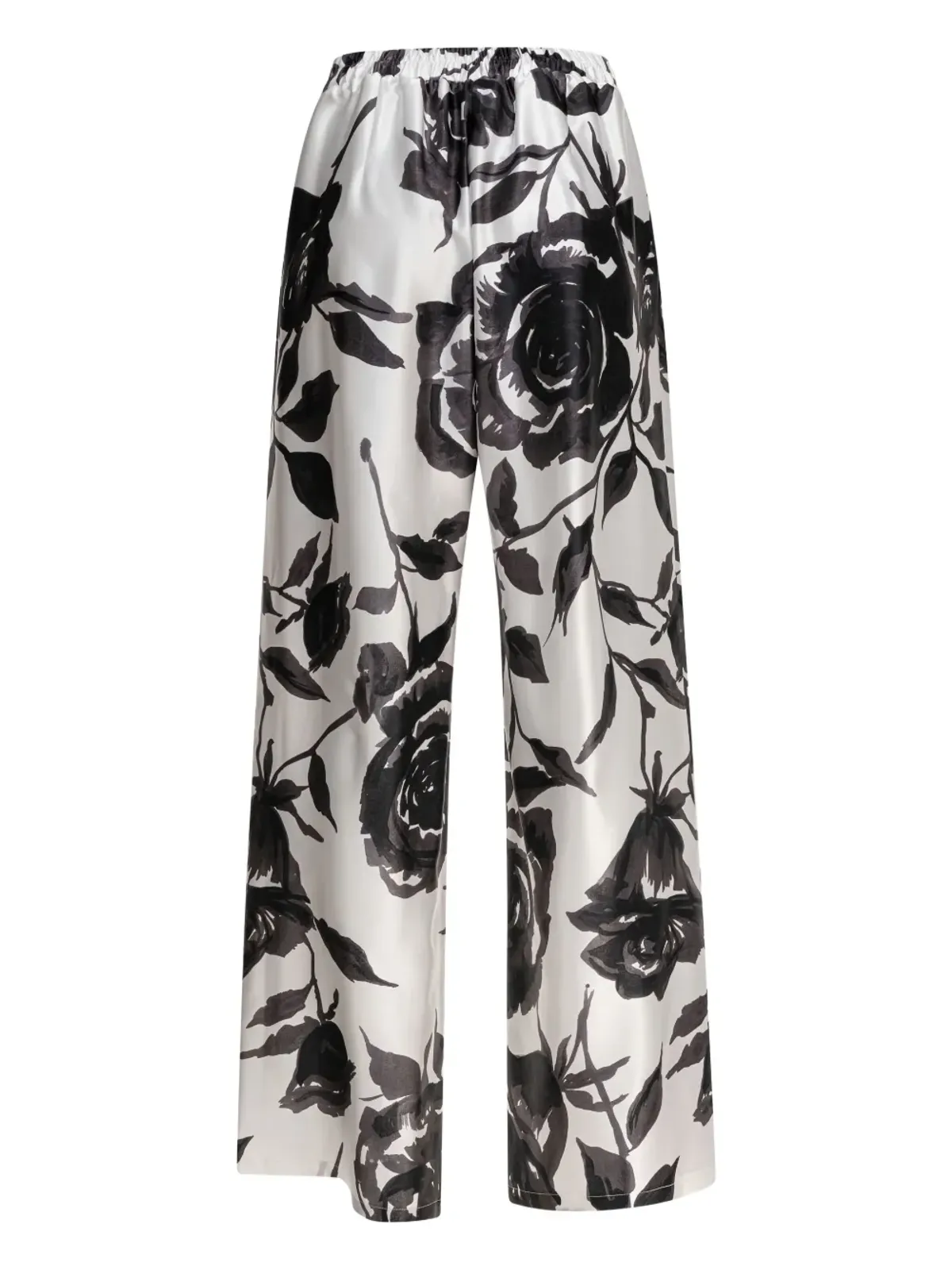 SLEEP NO MORE rose-print silk trousers - White - 画像2
