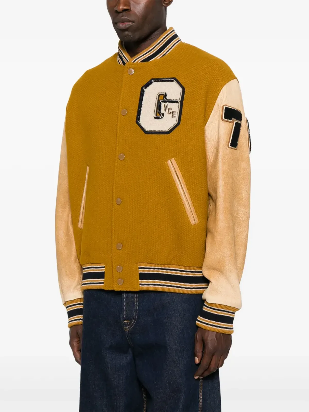 Golden Goose レザー袖付きジャケット - イエロー - 画像3