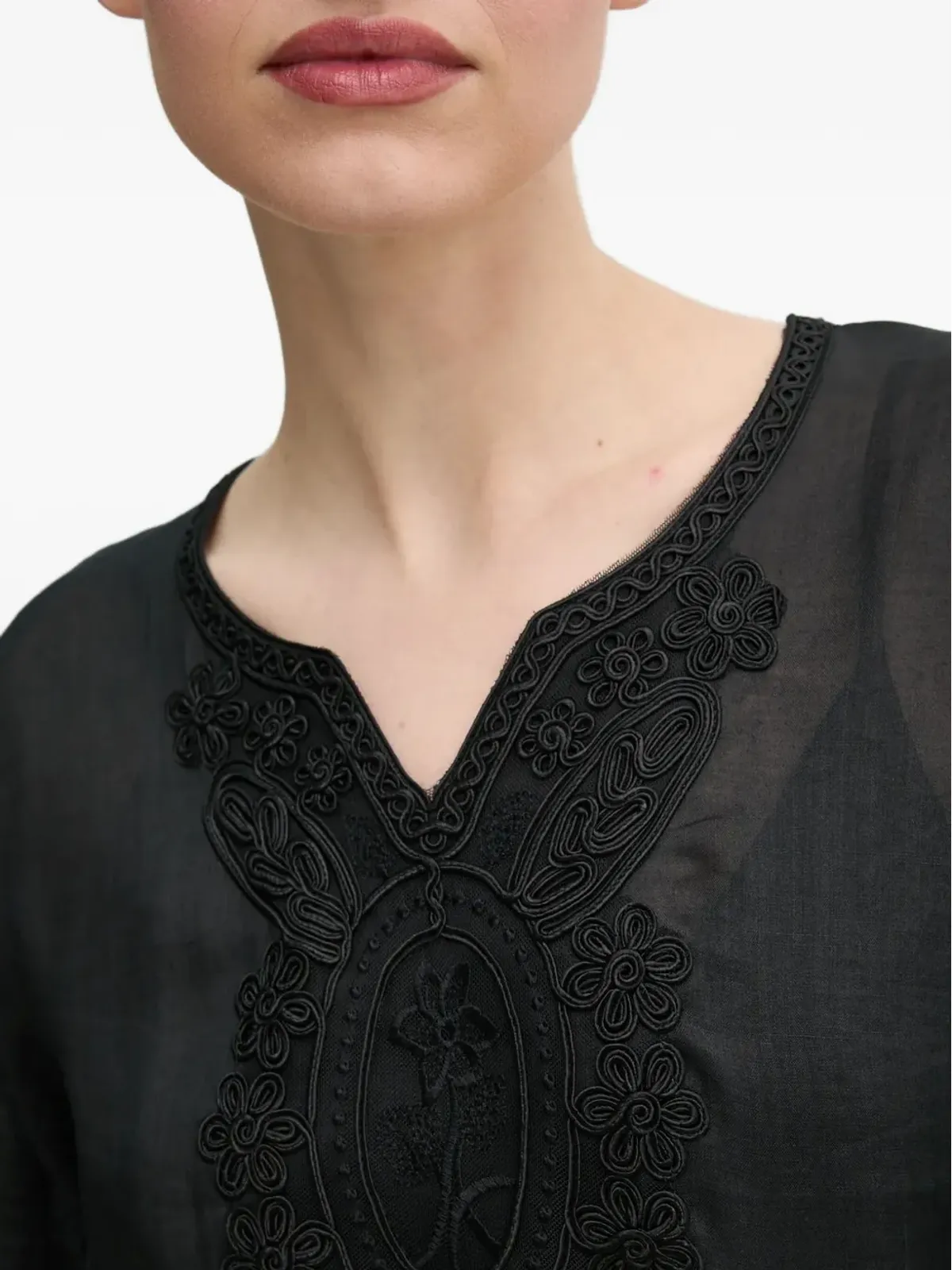 Isabelle Blanche 刺繍ディテール バルーンスリーブ ミニドレス - 画像5