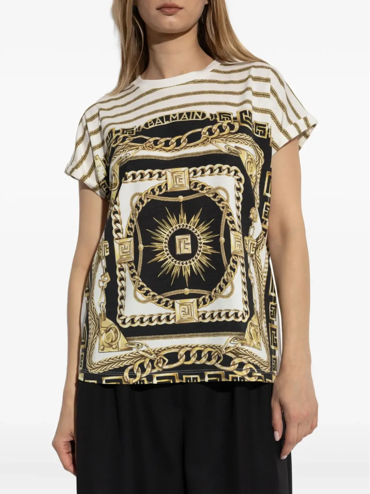 Balmain バロック柄 Tシャツ - ブラック - 画像3
