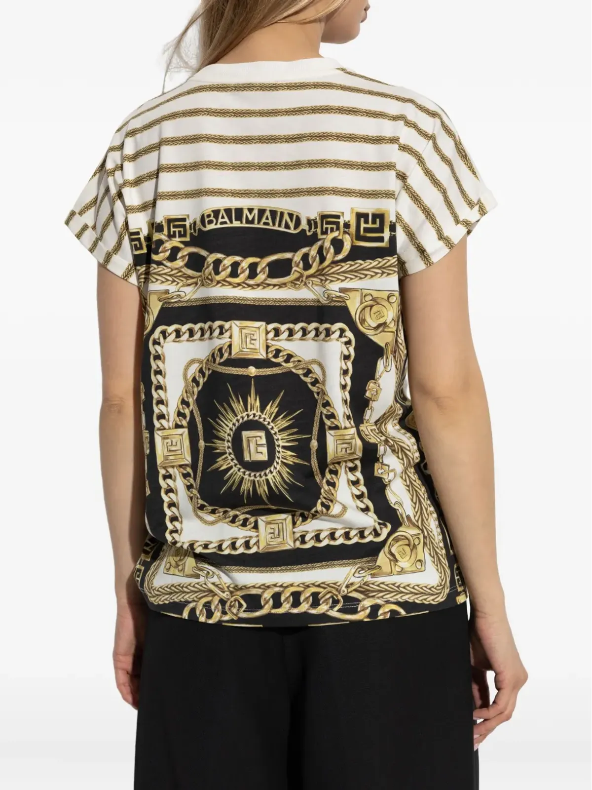 Balmain バロック柄 Tシャツ - ブラック - 画像4