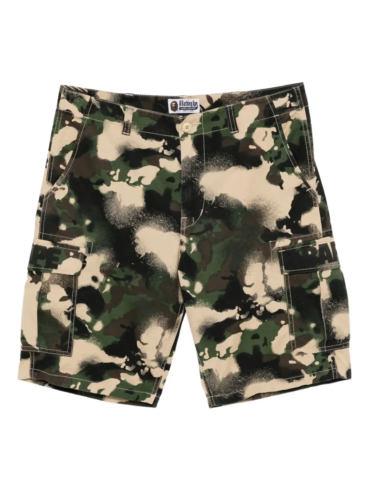 A BATHING APE® Mapカモ柄カーゴショーツ - グリーン - 画像1