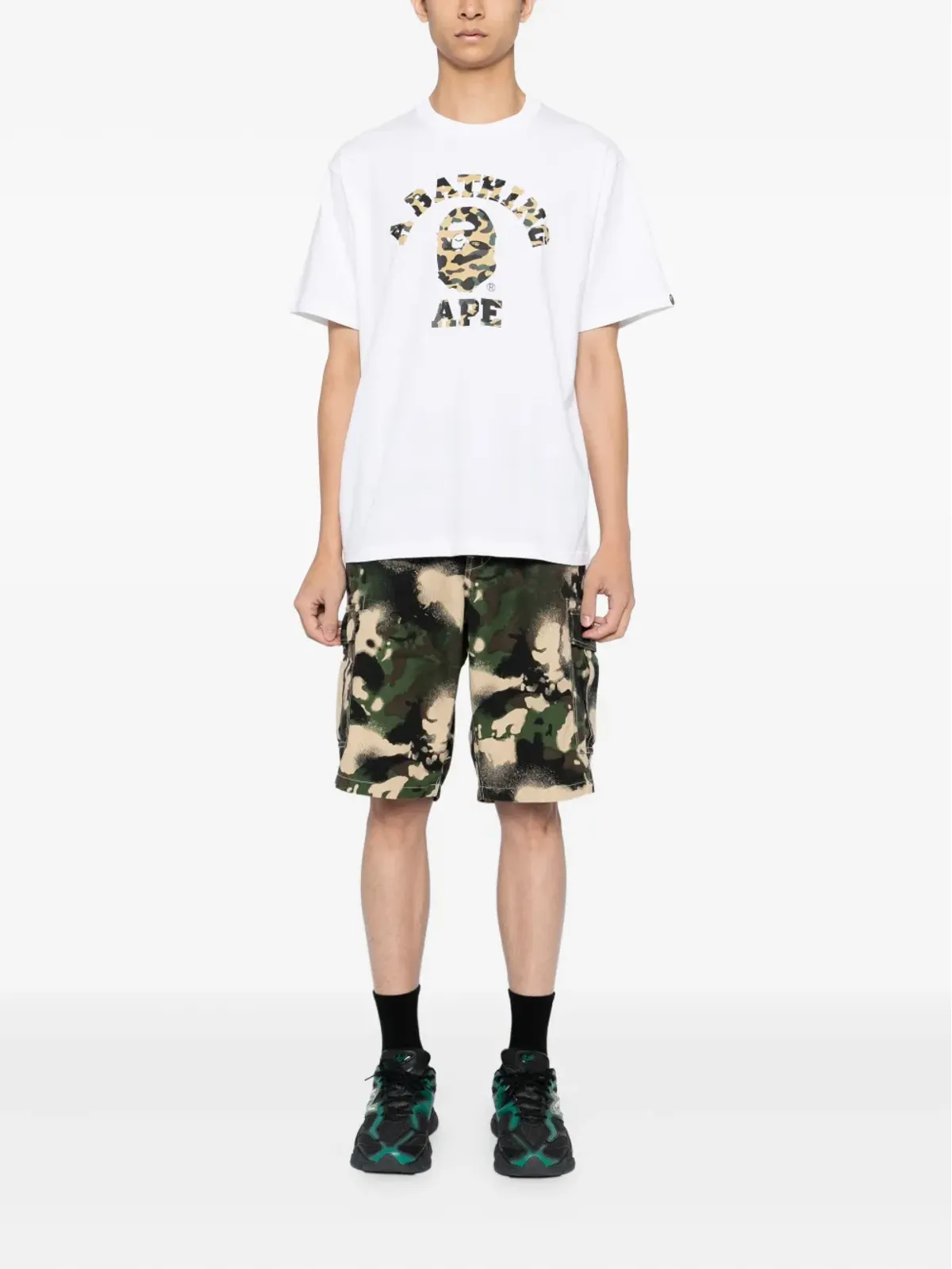 A BATHING APE® Mapカモ柄カーゴショーツ - グリーン - 画像2