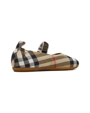 Burberry Kids チェック柄ストラップ バレエシューズ - ブラウン - サムネイル3