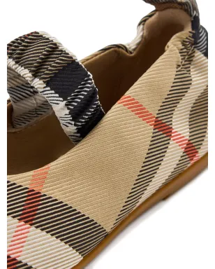 Burberry Kids チェック柄ストラップ バレエシューズ - ブラウン - サムネイル4