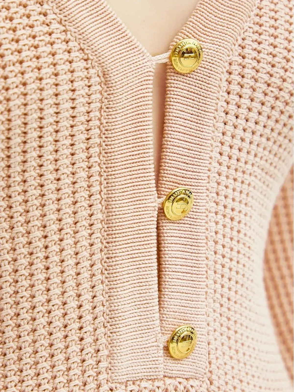 Elisabetta Franchi ワッフル編みフリル付きドレス - 画像4
