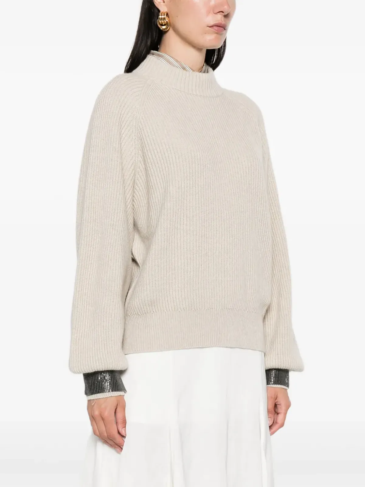 Brunello Cucinelli リブ編み 装飾カフ セーター - 画像3