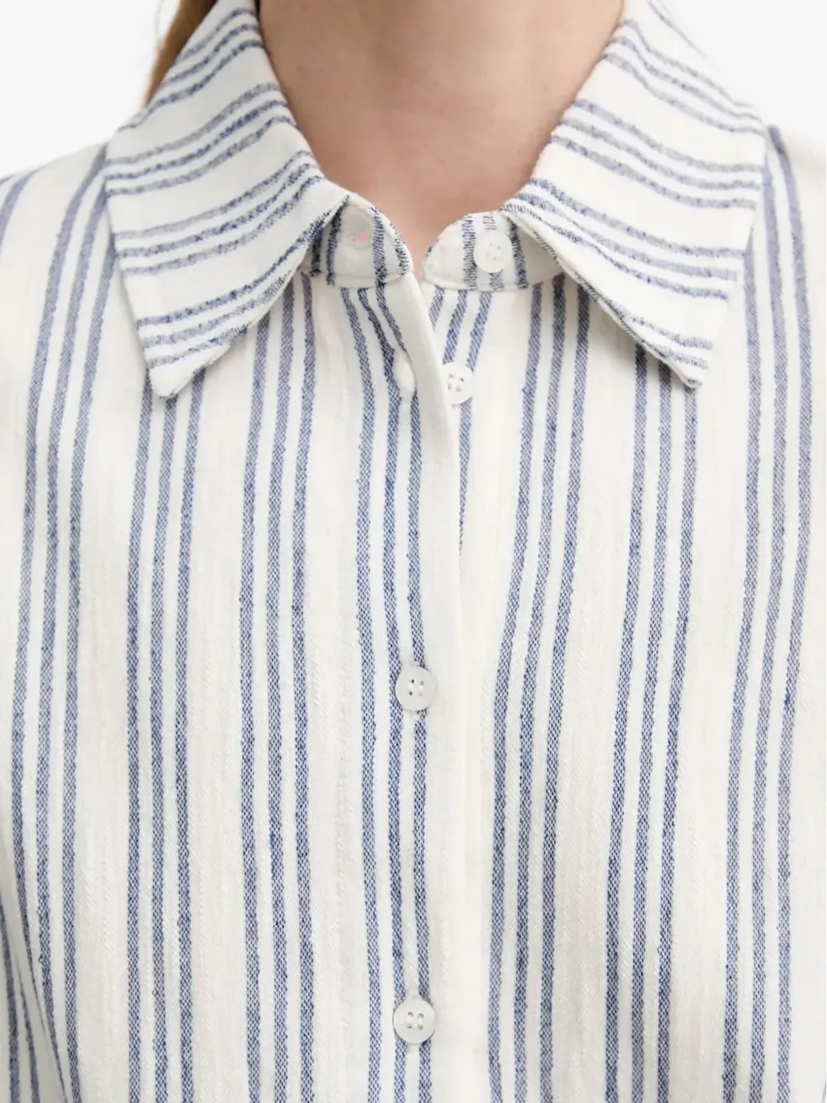 SAMSOE SAMSOE ストライプ柄の半袖シャツ - White - 画像5