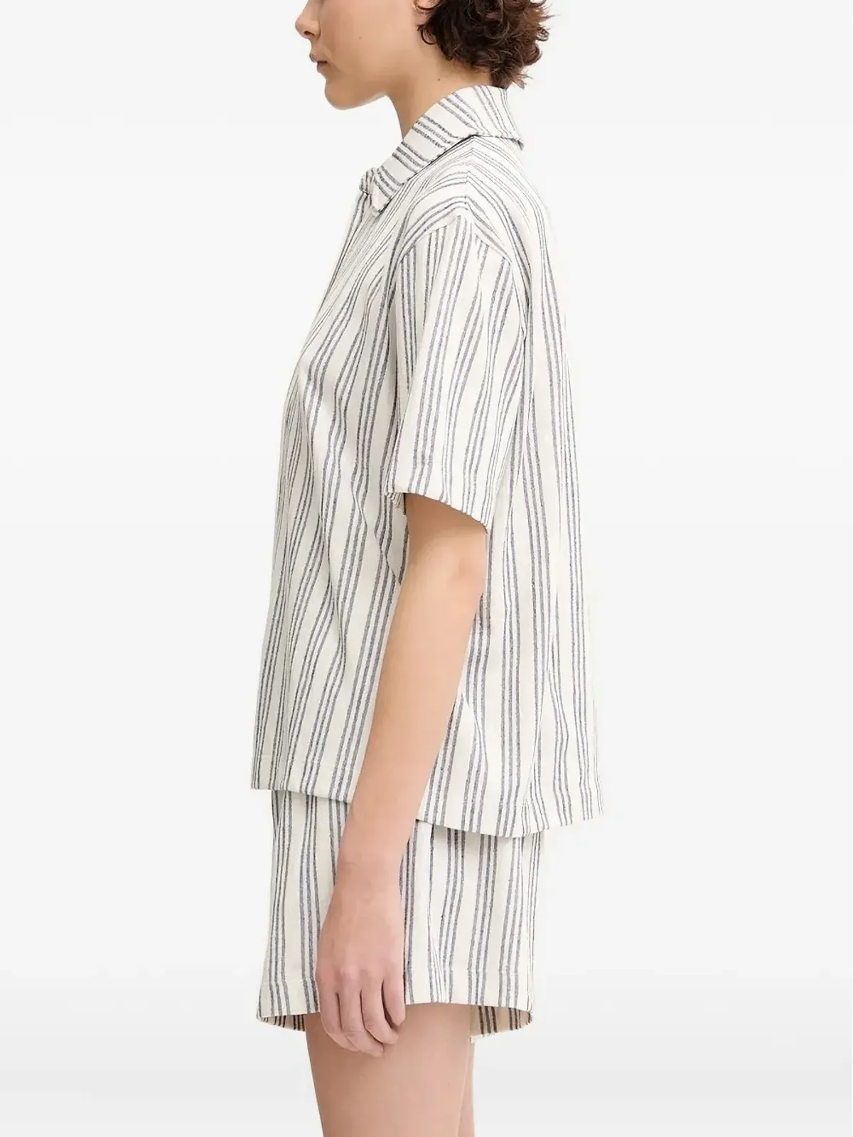 SAMSOE SAMSOE ストライプ柄の半袖シャツ - White - 画像3