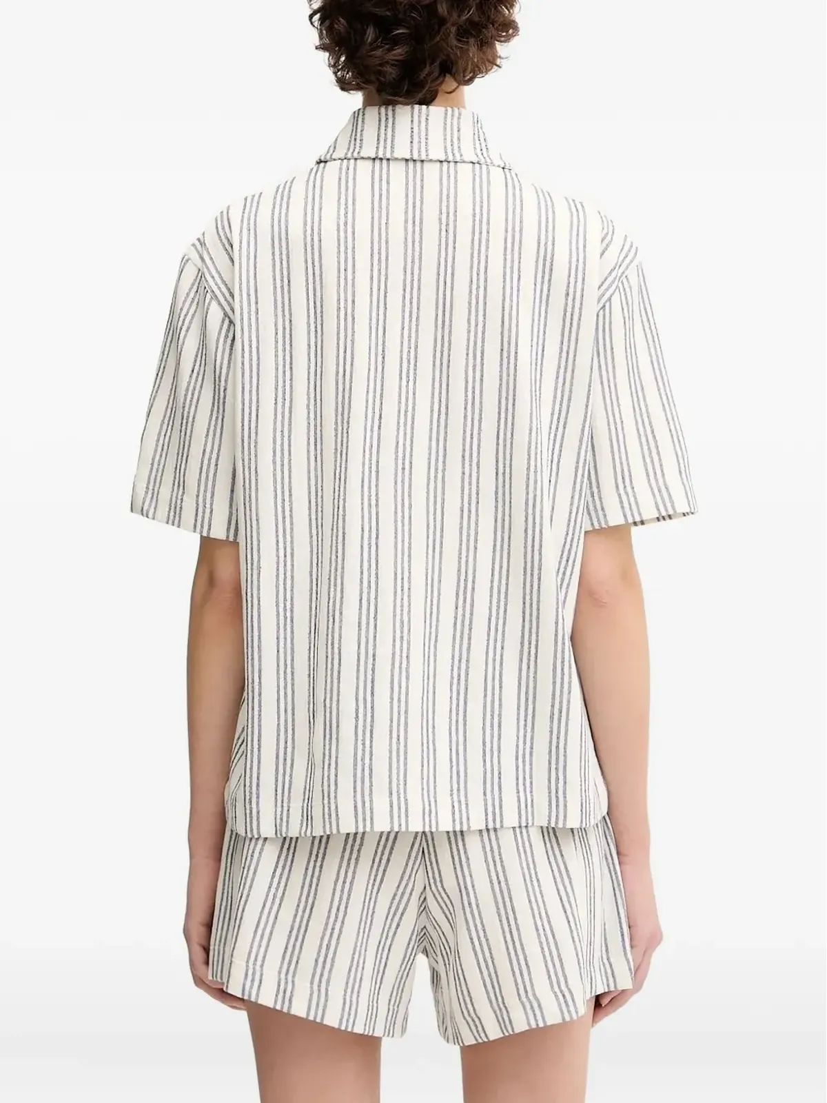 SAMSOE SAMSOE ストライプ柄の半袖シャツ - White - 画像4