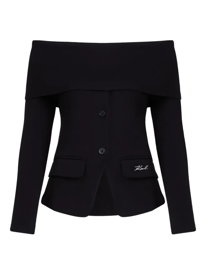 Karl Lagerfeld Karl Lagerfeld オフショルダー ボタン付きトップの商品画像