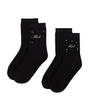 Karl Lagerfeld 宝石付きロゴソックス - Black - サムネイル1