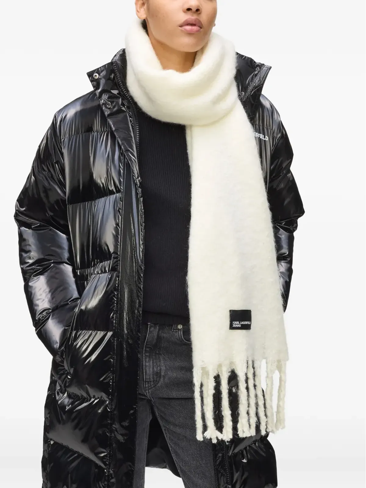 Karl Lagerfeld Jeans フリンジファー スカーフ - 画像4