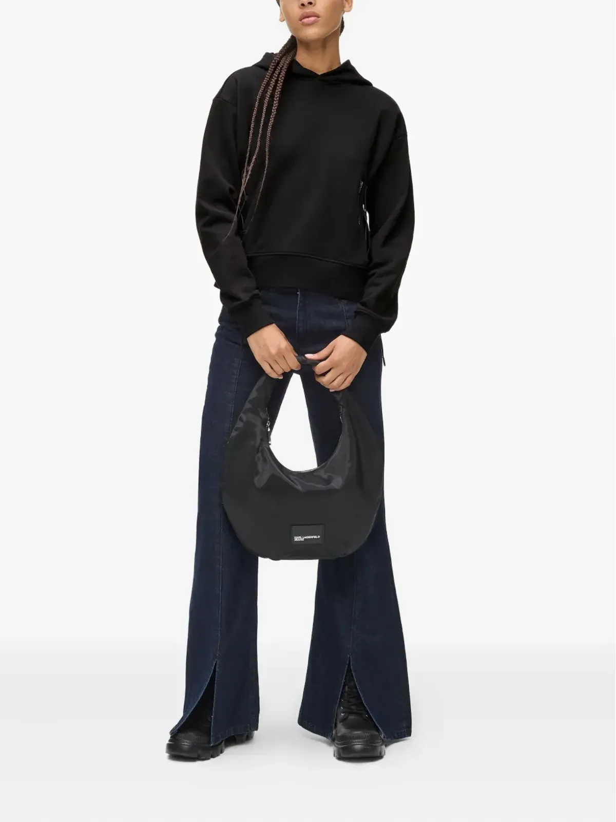 Karl Lagerfeld Jeans レースアップディテールのフード付きパーカー - ブラック - 画像2