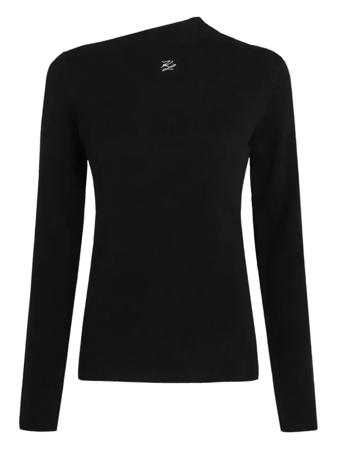 Karl Lagerfeld Karl Lagerfeld アシンメトリックネックライン カシミアセーター - ブラックの商品画像