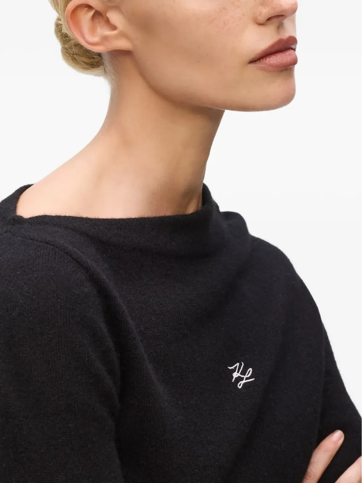 Karl Lagerfeld アシンメトリックネックライン カシミアセーター - ブラック - 画像5