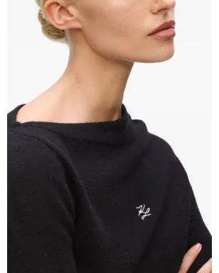 Karl Lagerfeld アシンメトリックネックライン カシミアセーター - ブラック - サムネイル5