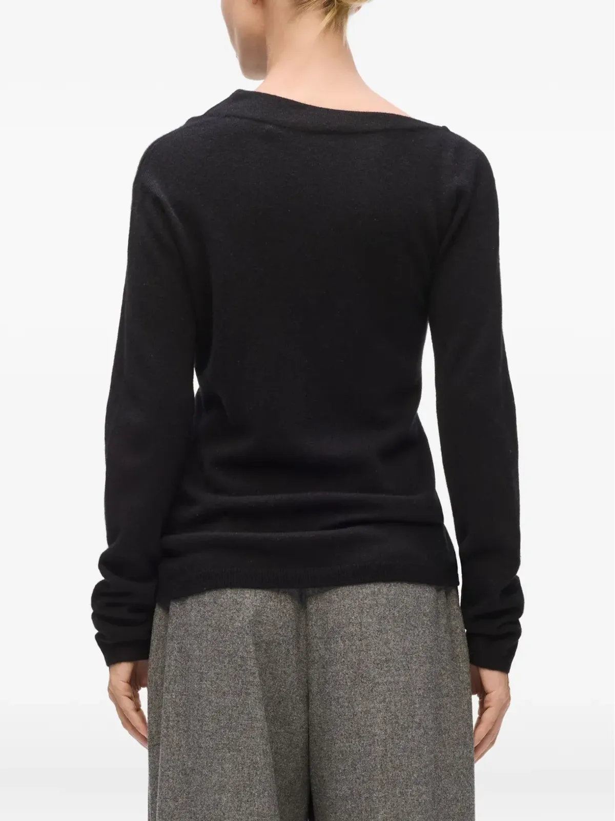 Karl Lagerfeld アシンメトリックネックライン カシミアセーター - ブラック - 画像4