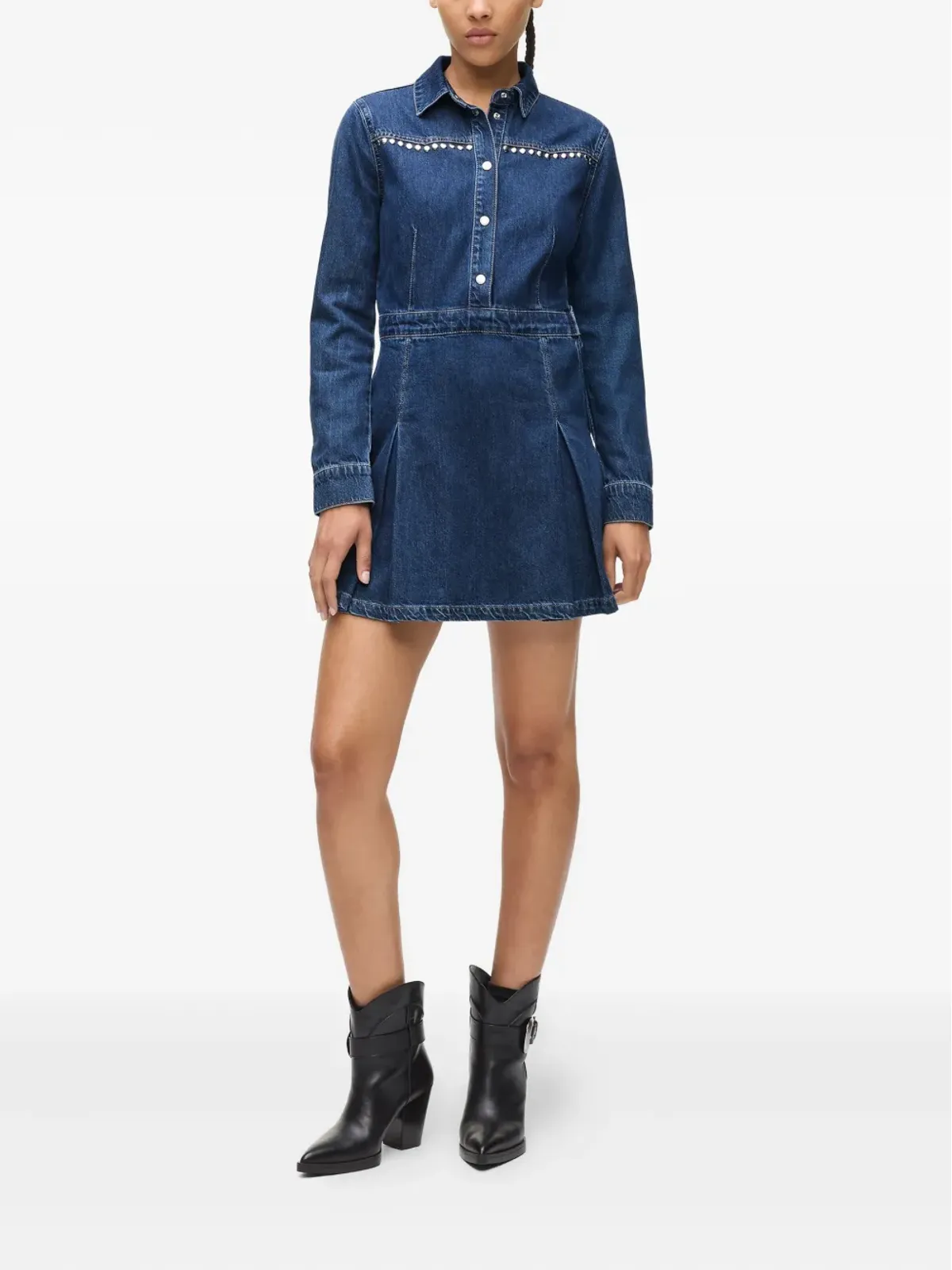 Karl Lagerfeld Jeans デニムドレス（プリーツ・スタッズ装飾） - 画像2