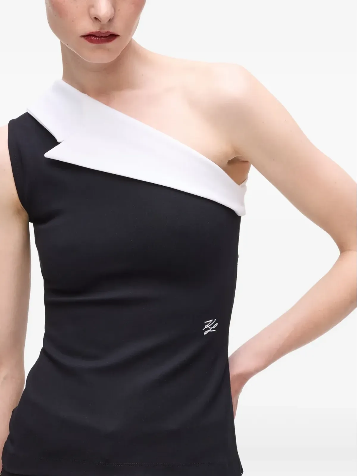 Karl Lagerfeld Karl DNA アシンメトリック・ラペル・トップ - 画像5