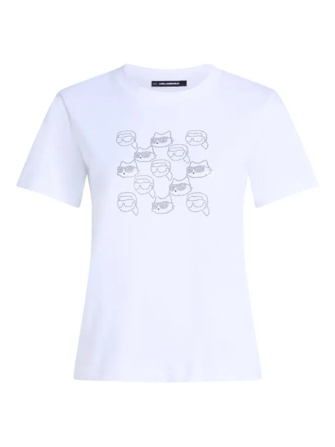 Karl Lagerfeld Karl Lagerfeld Ikon ロゴプリント入り ラインストーン付き Tシャツの商品画像