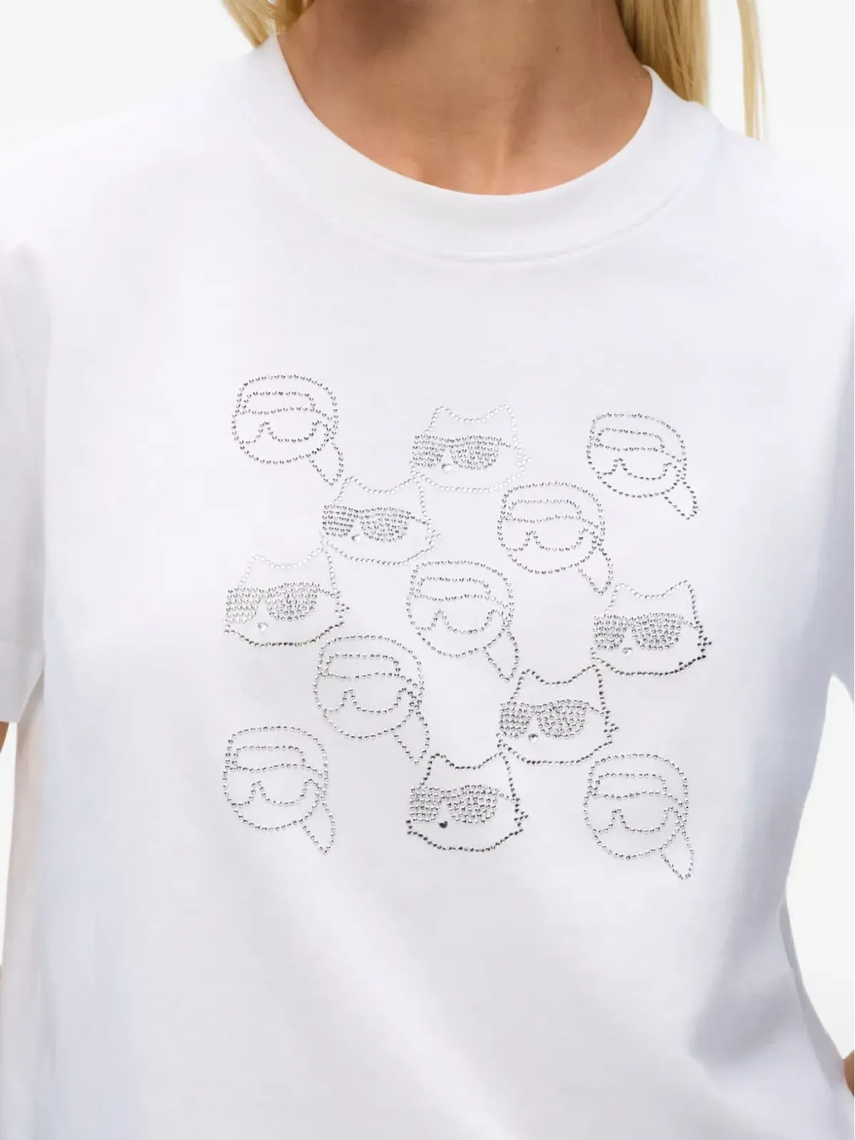 Karl Lagerfeld Ikon ロゴプリント入り ラインストーン付き Tシャツ - 画像5