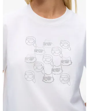 Karl Lagerfeld Ikon ロゴプリント入り ラインストーン付き Tシャツ - サムネイル5