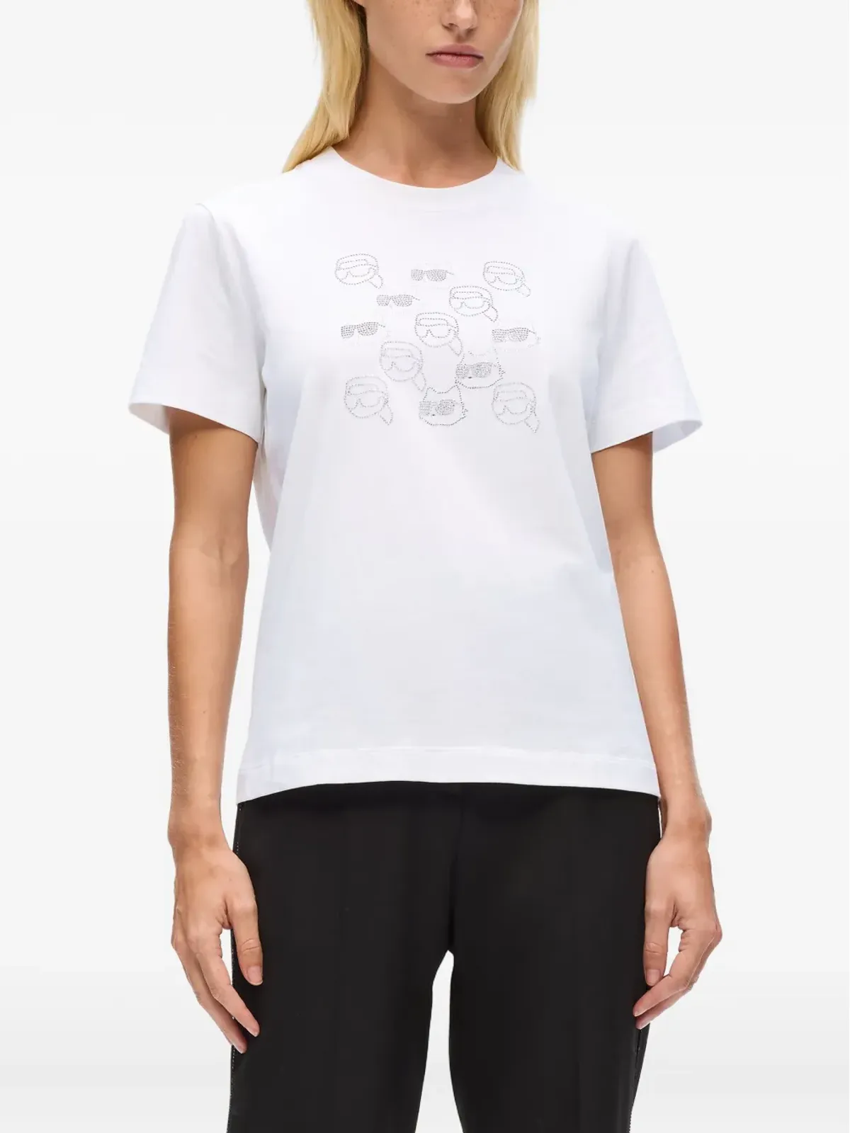 Karl Lagerfeld Ikon ロゴプリント入り ラインストーン付き Tシャツ - 画像3