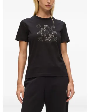 Karl Lagerfeld ラインストーン猫顔Tシャツ - サムネイル3