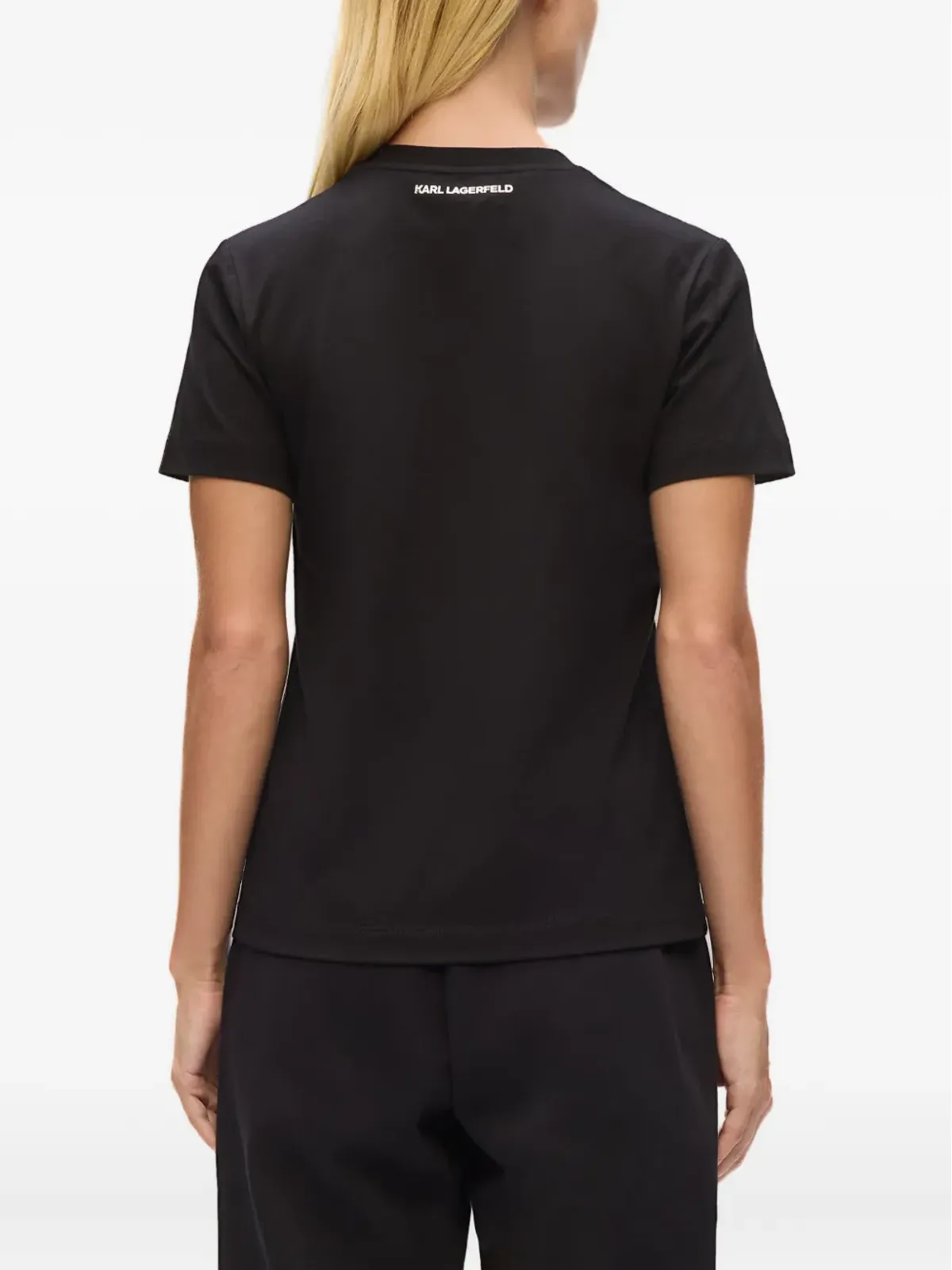 Karl Lagerfeld ラインストーン猫顔Tシャツ - 画像4