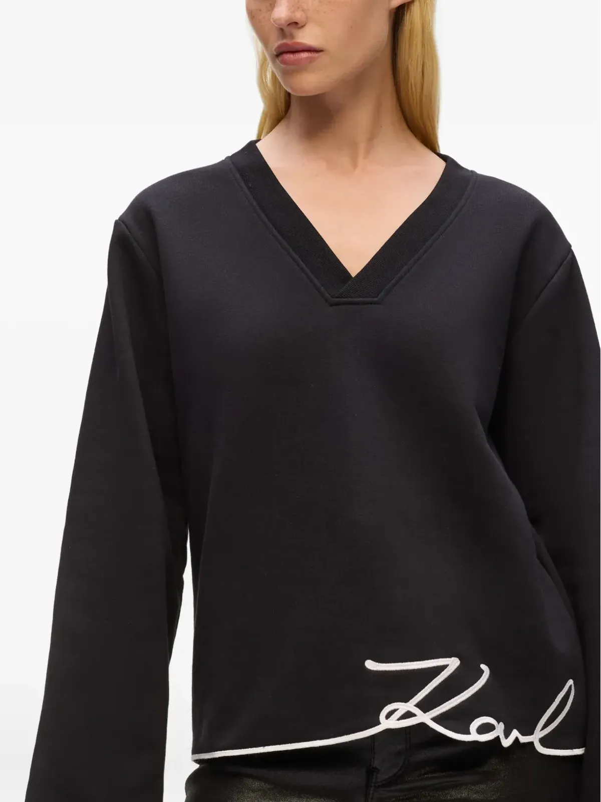 Karl Lagerfeld サインヘム Vネック セーター - 画像5