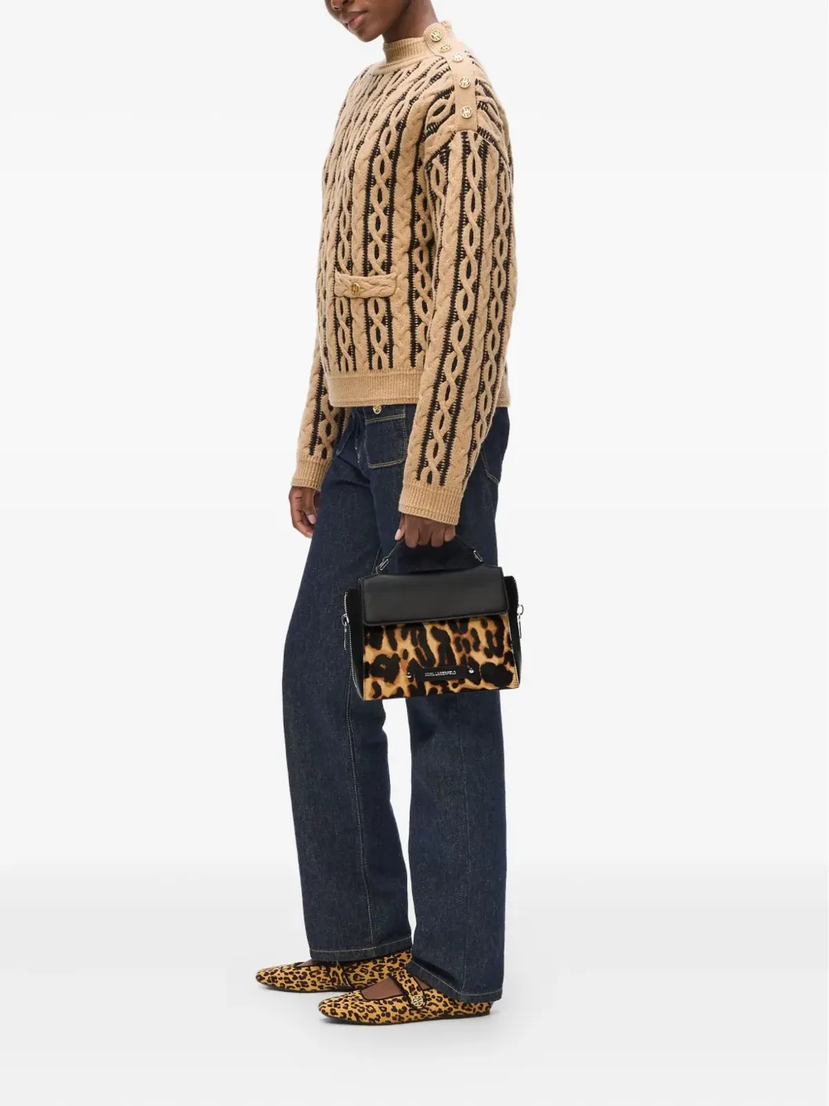 Karl Lagerfeld K/Hardware レオパード柄 トップハンドルバッグ - 画像2