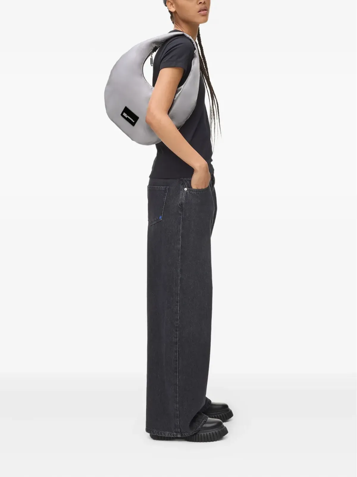 Karl Lagerfeld Jeans ジップファスナー付きショルダーバッグ（グレー） - 画像2