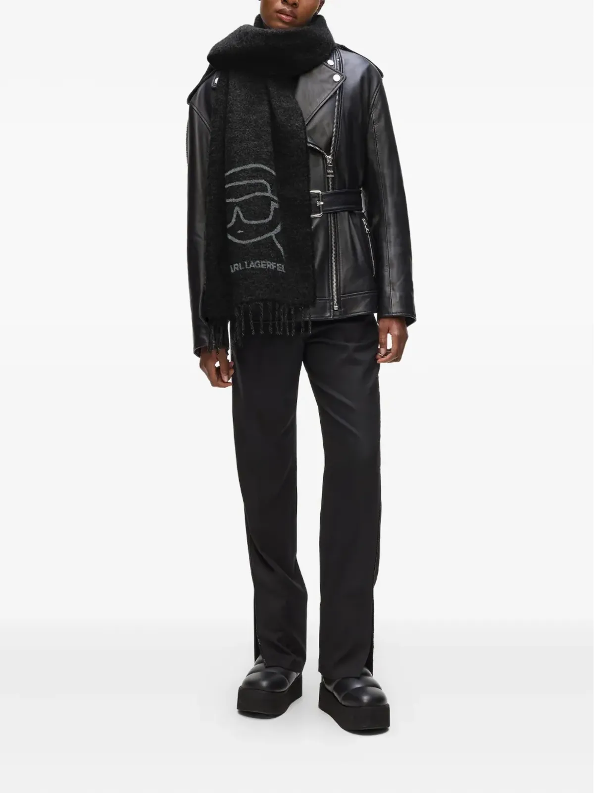 Karl Lagerfeld ジャカードロゴスカーフ - 画像5