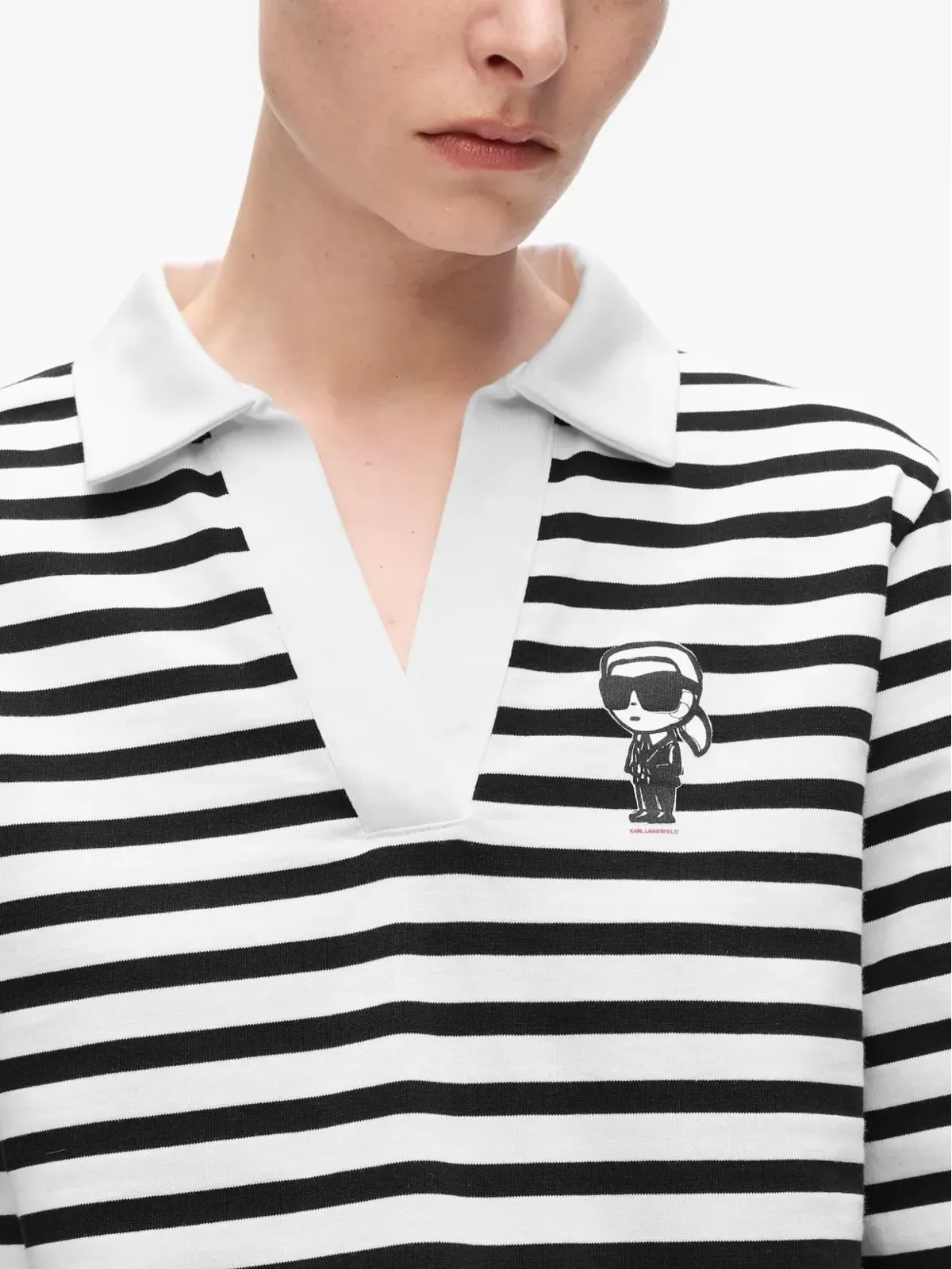 Karl Lagerfeld Ikon ストライプ柄 ポロカラー Tシャツ - 画像5