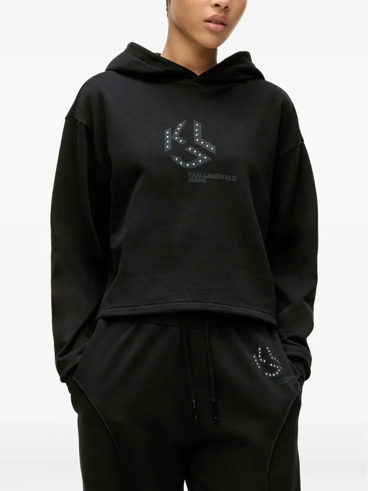 Karl Lagerfeld Jeans ロゴディテールスタッズフーディー - 画像3