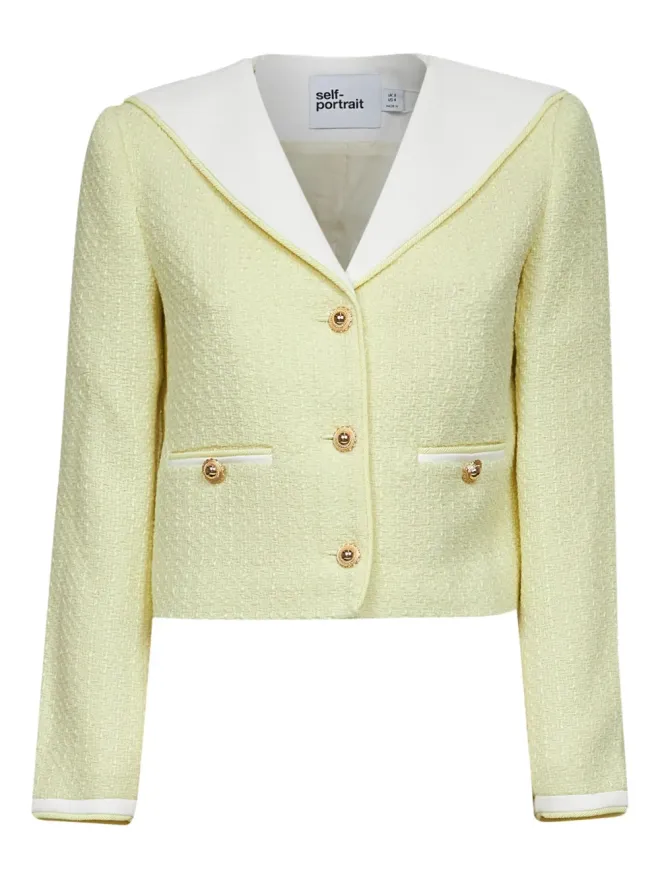 self-portrait Self-Portrait ブークレ素材のシングルブレストジャケット - イエローの商品画像