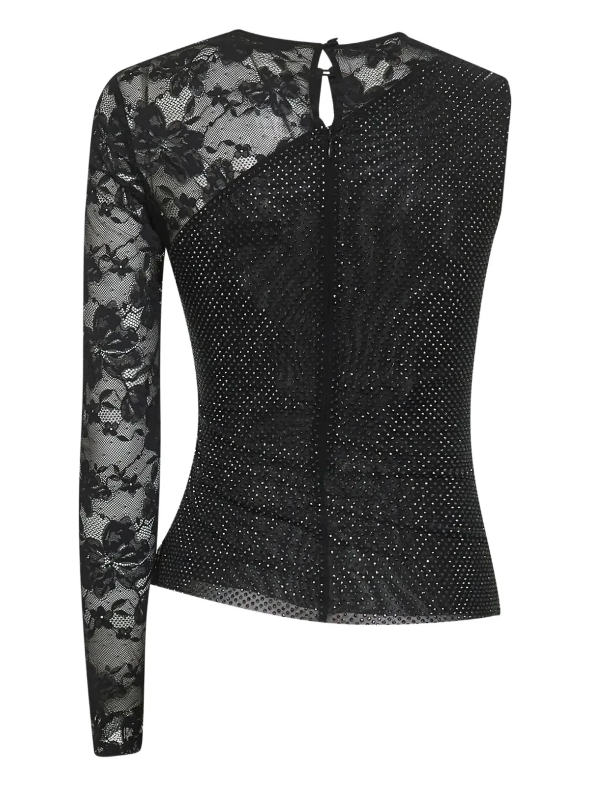 Self-Portrait rhinestone-embellished lace top - Black - 画像2