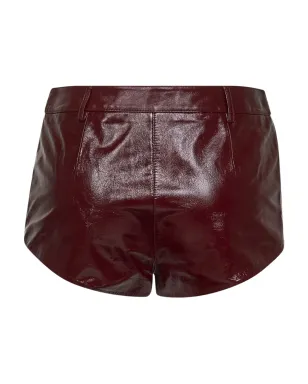 Self-Portrait ひび割れ加工レザーショーツ - BURGUNDY - サムネイル2