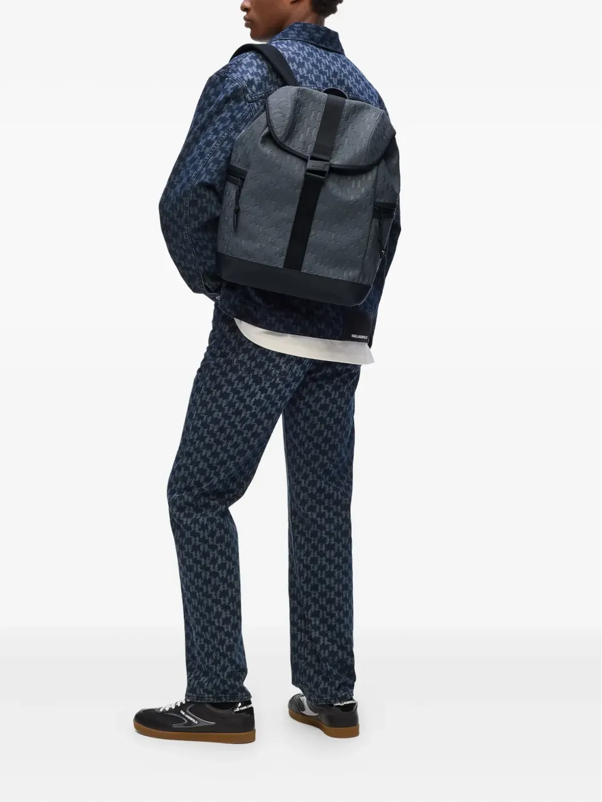 Karl Lagerfeld モノグラム耐候性バックパック（グレー） - 画像2