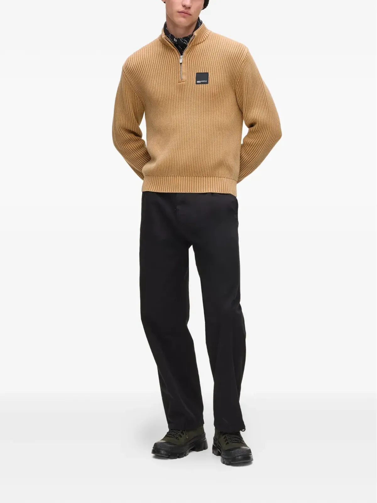 Karl Lagerfeld Jeans リブ編みの半ジップセーター - 画像2