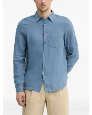 PS Paul Smith 多色ボタン入りリネンシャツ - Blue - サムネイル1