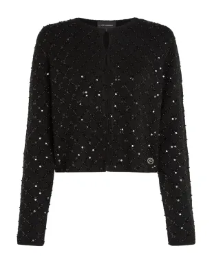 Karl Lagerfeld ブラックのスパンコール装飾ニットカーディガン - サムネイル1