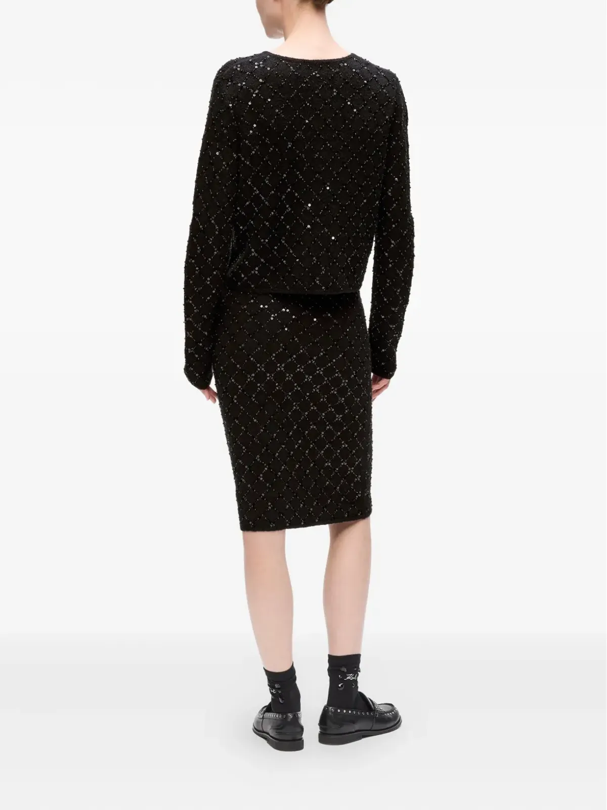 Karl Lagerfeld ブラックのスパンコール装飾ニットカーディガン - 画像3