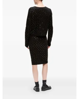 Karl Lagerfeld ブラックのスパンコール装飾ニットカーディガン - サムネイル3