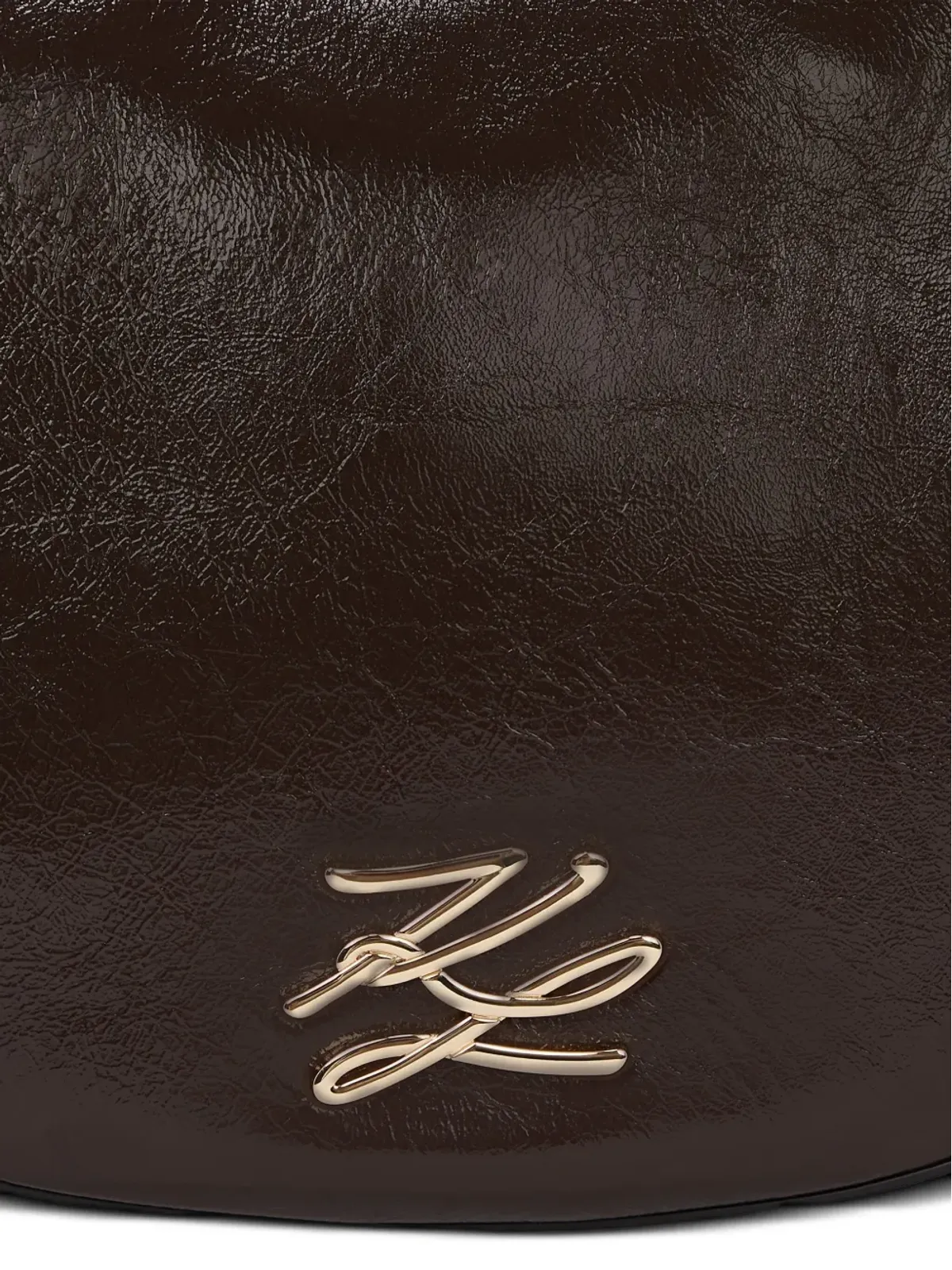 Karl Lagerfeld K/Autograph ナップラック ムーン ショルダーバッグ ブラウン - 画像3