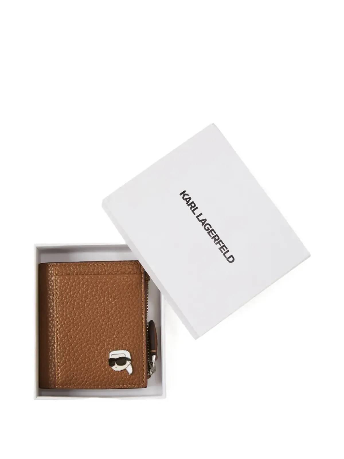 Karl Lagerfeld ペブル型押し 二つ折り財布（ブラウン） - 画像4